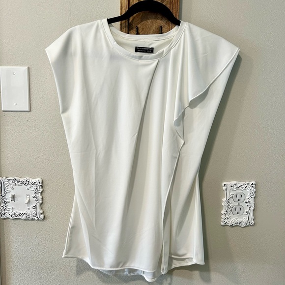 Women’s White Top Blouse Elegant Draped Size S - Picture 3 of 5